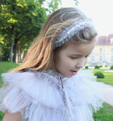 ROSE GREY PEARL HAIR RIBBON